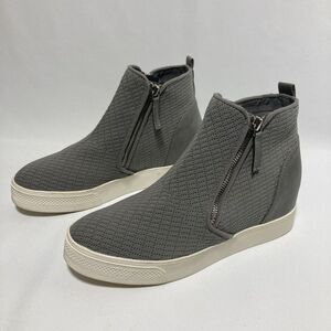 Steve Madden Boots Womens 8.5 M Waltz Ankle Booties Gray Fabric Round Toe Hi Top